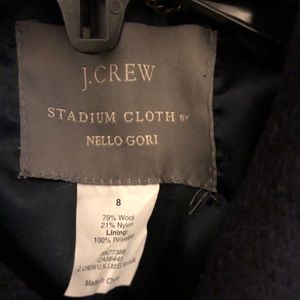 Jcrew double breasted navy coat with belt.
